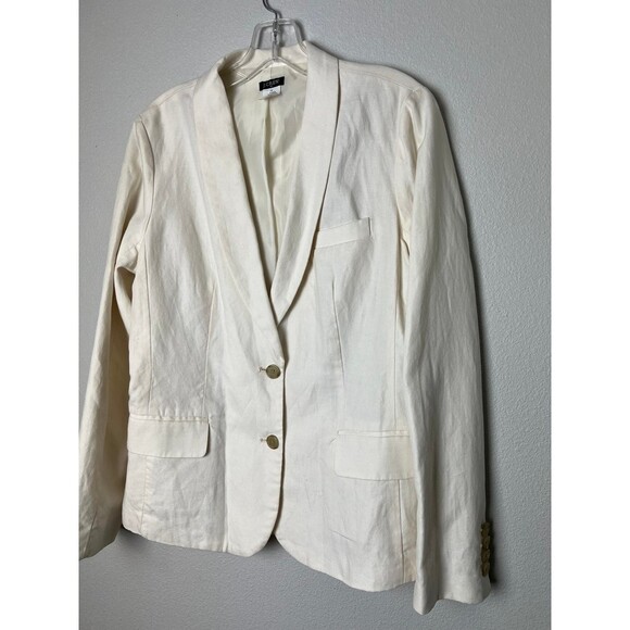 J.CREW Thompson Linen Cotton Two Button Lightweight Coat Tan Size 10 - Picture 2 of 6